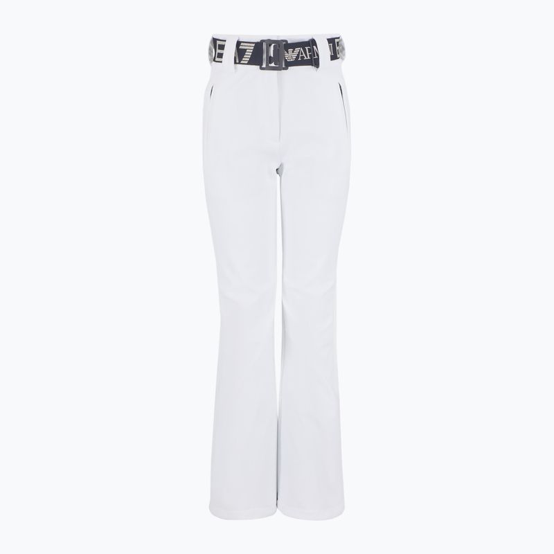 Pantaloni da sci donna EA7 Emporio Armani Ski Kitzbuhel Softshell a vita alta bianco