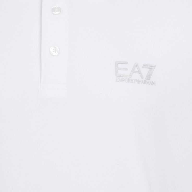 Polo da uomo EA7 Emporio Armani Core Identity bianco / logo argento 3