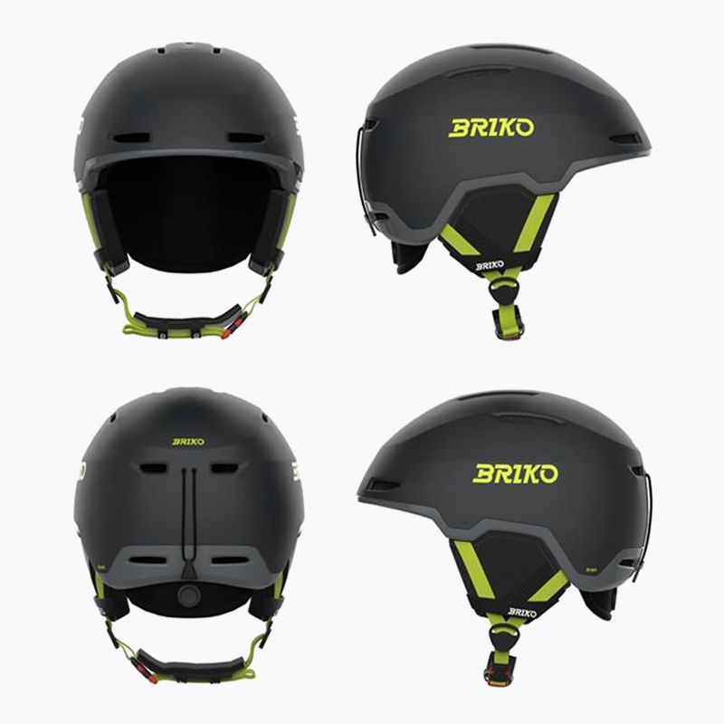 Casco da sci Briko Aran matt shark gray/light gray/electric lime 10
