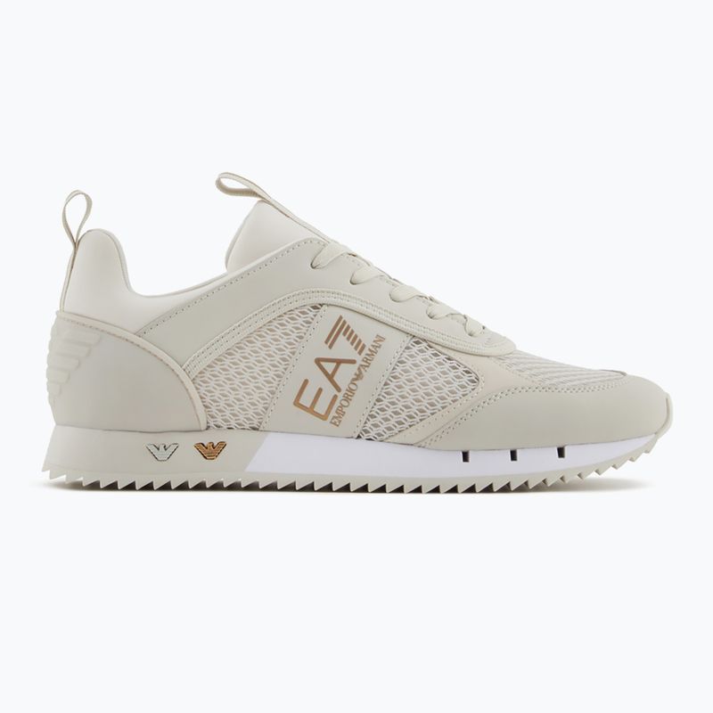 EA7 Emporio Armani Scarpe con lacci bianchi e neri in betulla argentata/oro