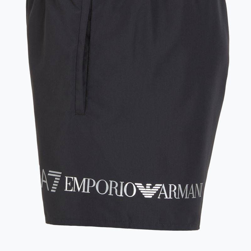 Pantaloncini da bagno EA7 Emporio Armani Extended Logo Boxer uomo nero / argento 3