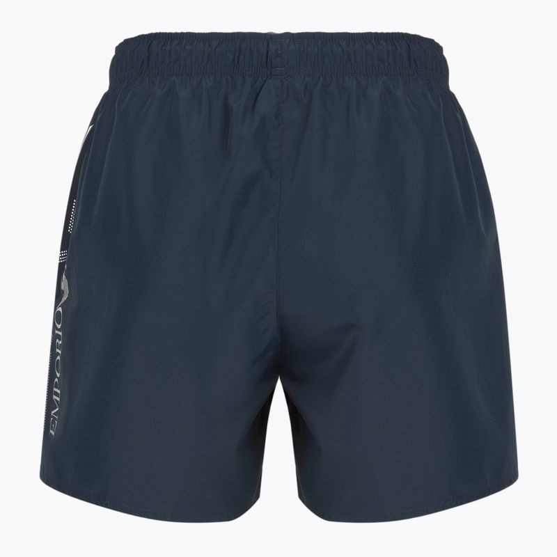 Pantaloncini da bagno EA7 Emporio Armani da uomo con logo oversize armani blu / argento 2