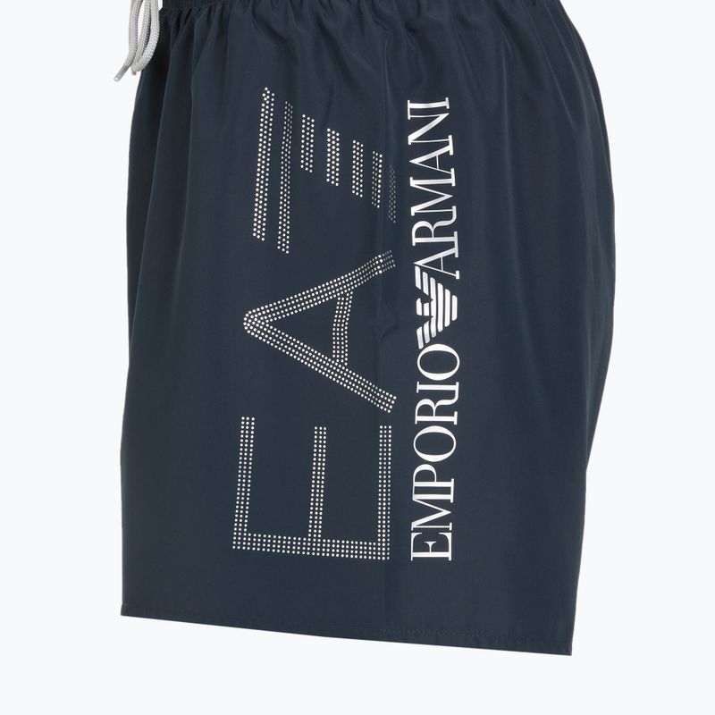 Pantaloncini da bagno EA7 Emporio Armani da uomo con logo oversize armani blu / argento 3