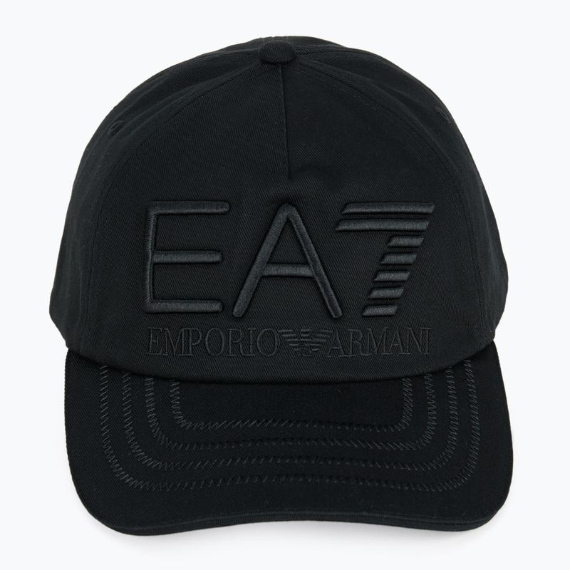 EA7 Emporio Armani Train Logo Series Cappello da baseball ricamato nero 2