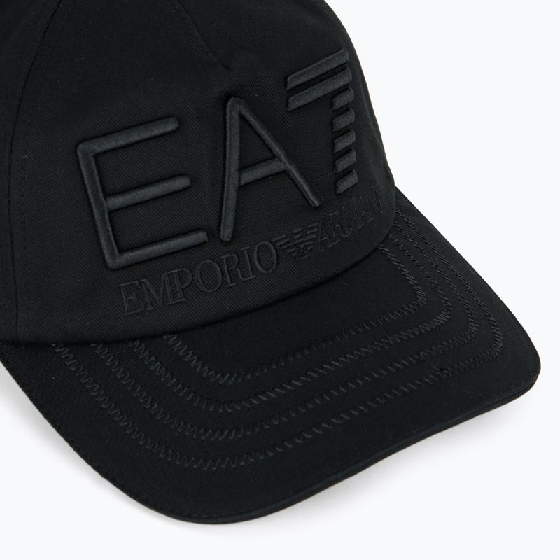 EA7 Emporio Armani Train Logo Series Cappello da baseball ricamato nero 3