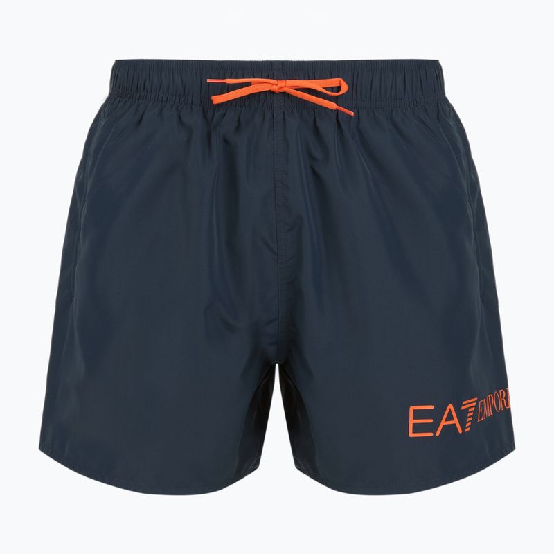 Pantaloncini da bagno EA7 Emporio Armani Extended Logo Boxer uomo blu armani / tangerine tango