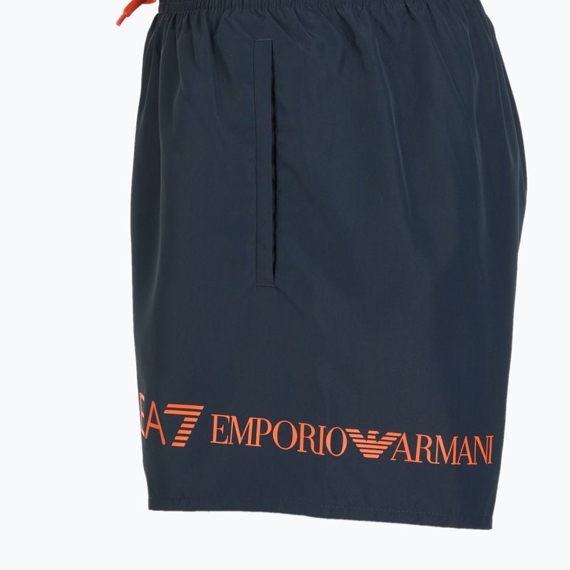 Pantaloncini da bagno EA7 Emporio Armani Extended Logo Boxer uomo blu armani / tangerine tango 3
