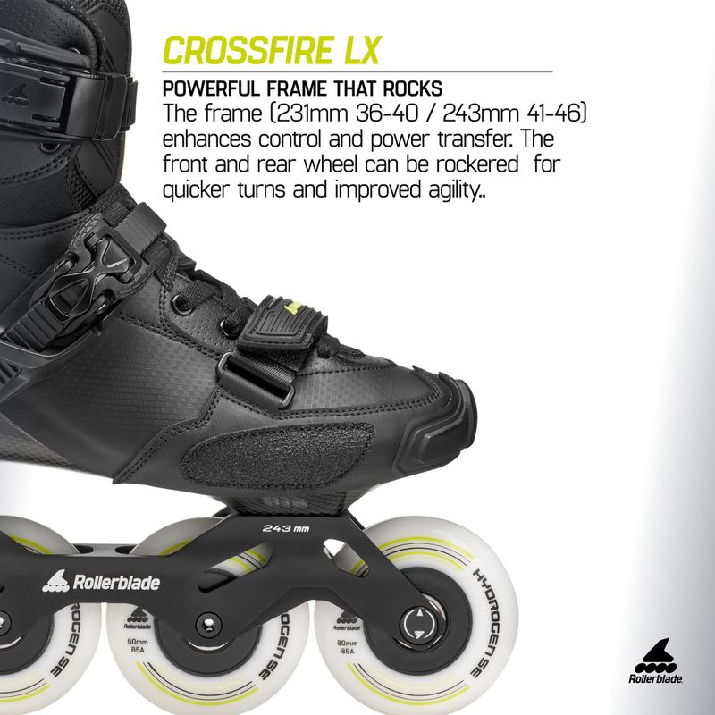 Pattini in linea da uomo Rollerblade Crossfire LX black/lime 9
