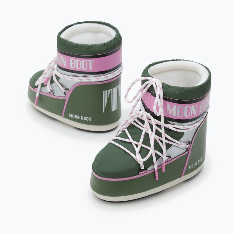 Stivali da neve da donna Moon Boot Icon Low Space Racing verde bosco/argento/rosa 8