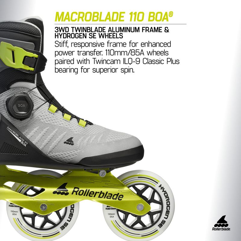 Pattini in linea da uomo Rollerblade Macroblade 110 Boa black/grey/lime 9