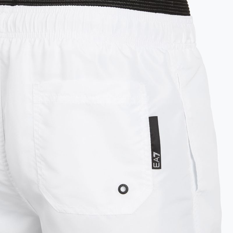 Pantaloncini da bagno EA7 Emporio Armani Logo Tape Boxer uomo bianco 4