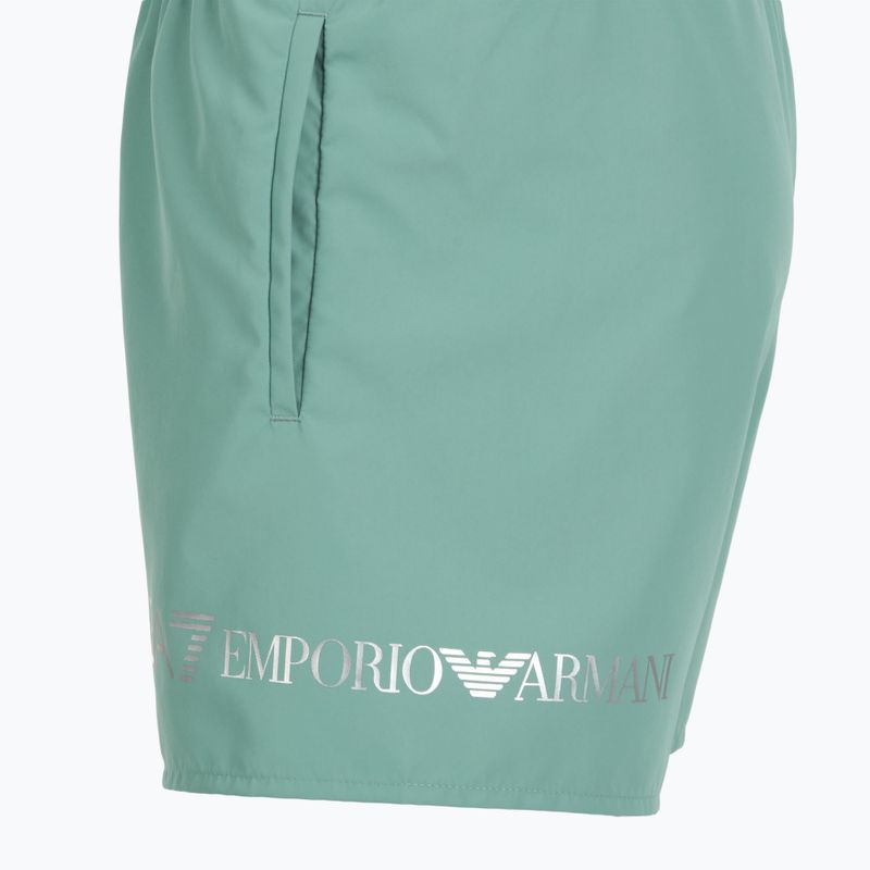 Pantaloncini da bagno EA7 Emporio Armani Extended Logo Boxer uomo blu minerale / argento 3