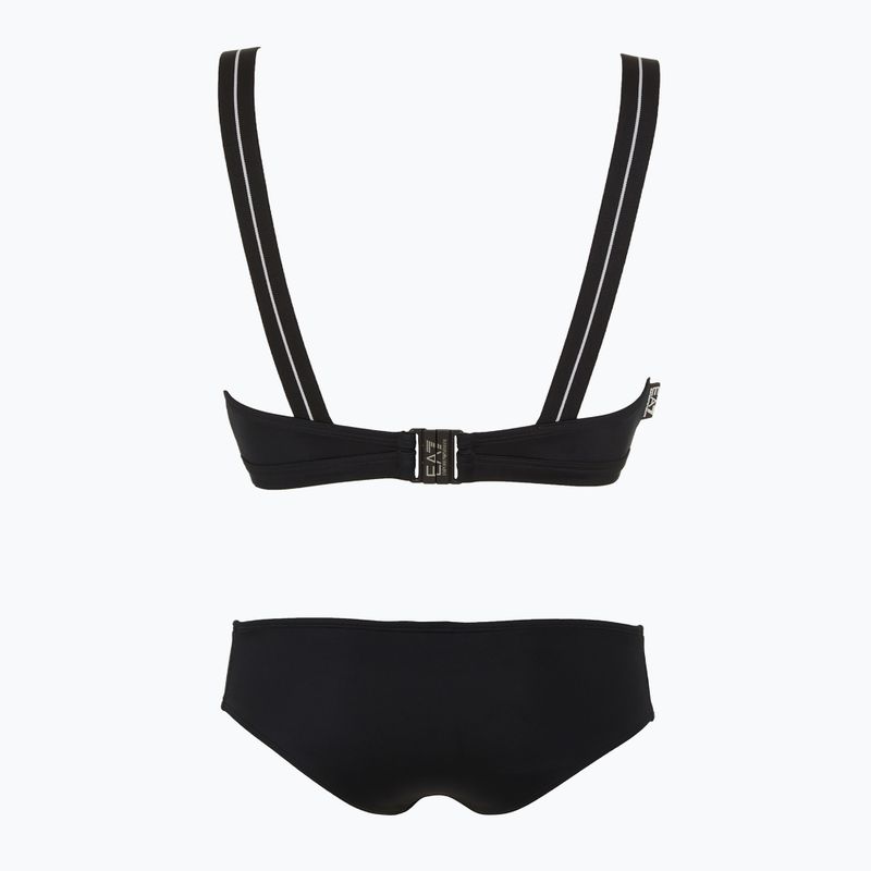 Costume da bagno a due pezzi da donna EA7 Emporio Armani Logo Tape Bikini Top nero 2