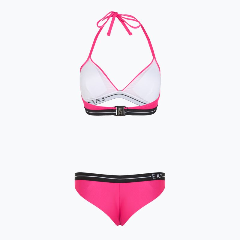 Costume da bagno due pezzi donna EA7 Emporio Armani Logo Tape Bikini Triangle rosa neon 2
