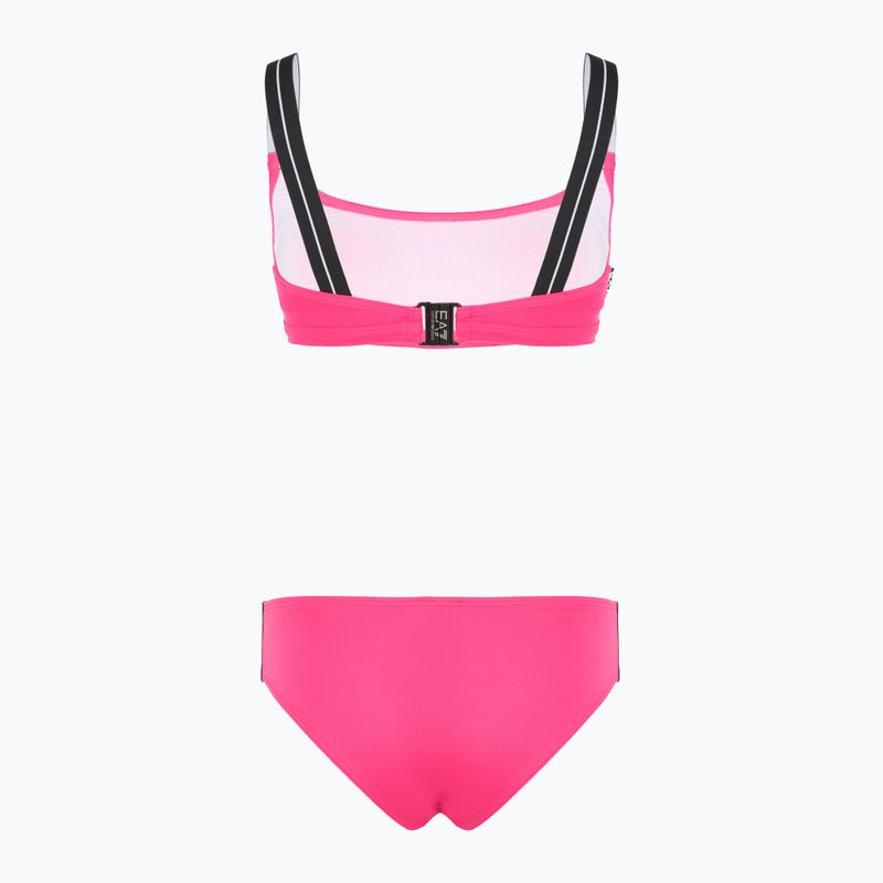 Costume da bagno due pezzi donna EA7 Emporio Armani Logo Tape Bikini Top rosa neon 2