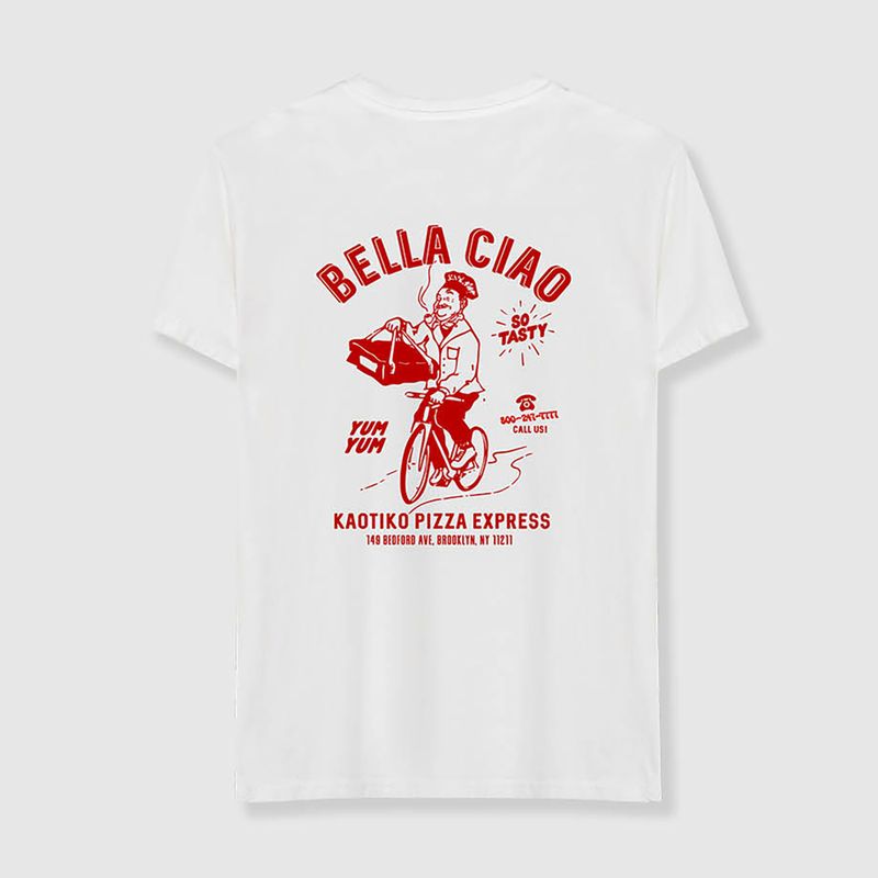 Maglietta Kaotiko Washed Bella Ciao bianca da uomo 2