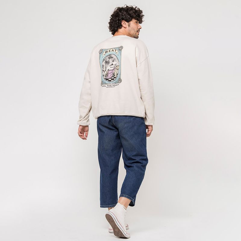 Felpa Kaotiko Washed Feel the Power da uomo, avorio 2