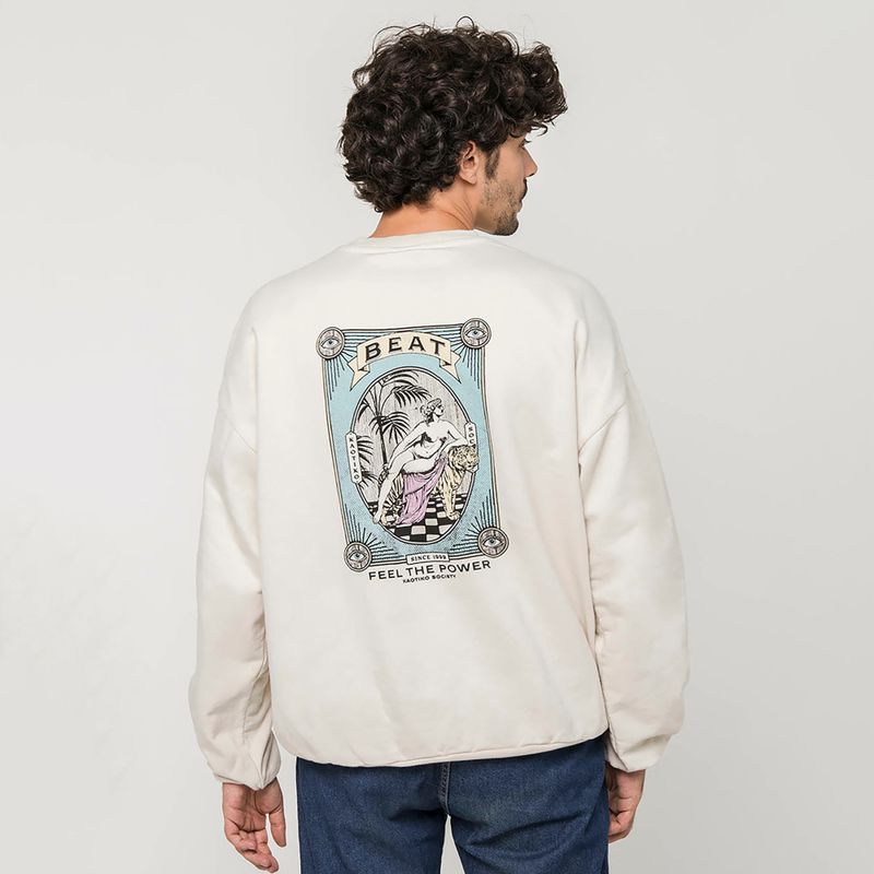 Felpa Kaotiko Washed Feel the Power da uomo, avorio 3