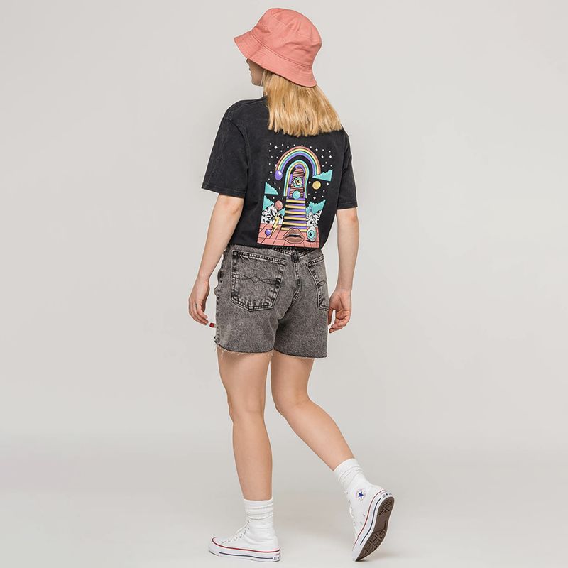 Maglietta Kaotiko Washed 80'S nera da donna 2