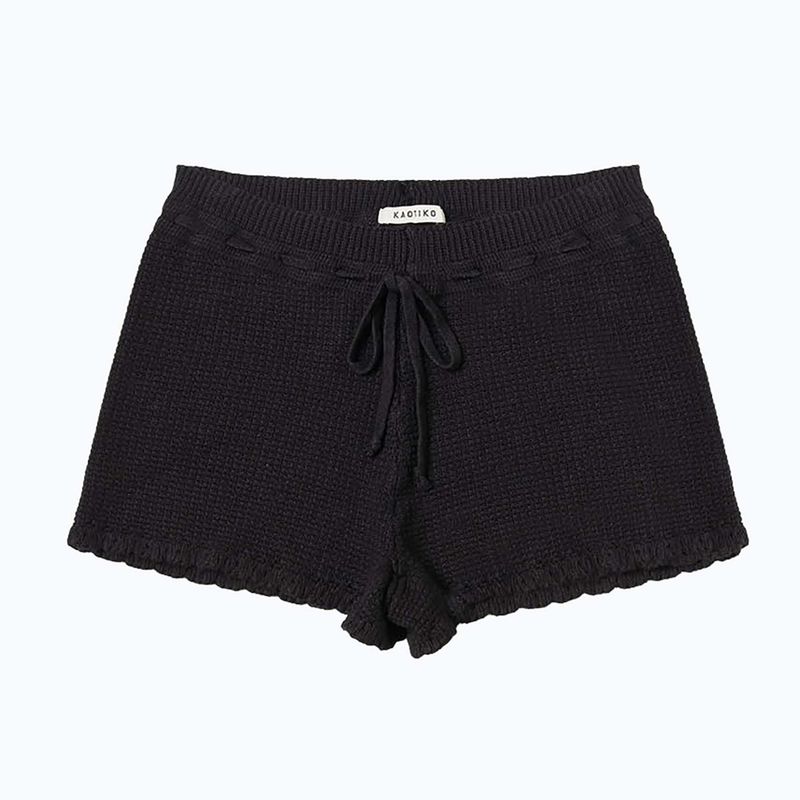 Pantaloncini da donna Kaotiko Crochet Ibiza neri 4