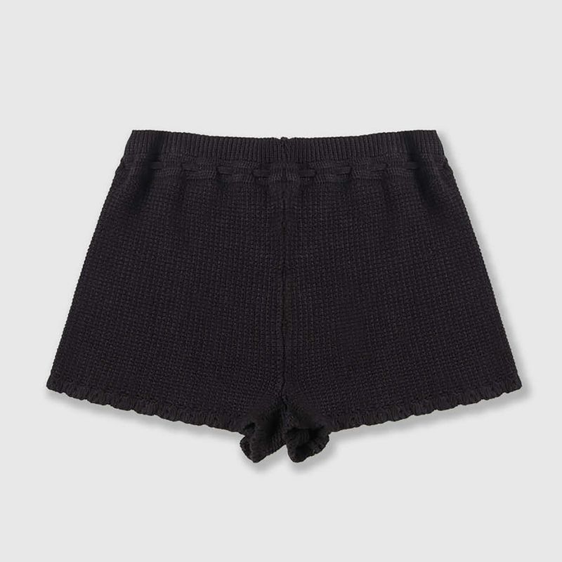 Pantaloncini da donna Kaotiko Crochet Ibiza neri 5
