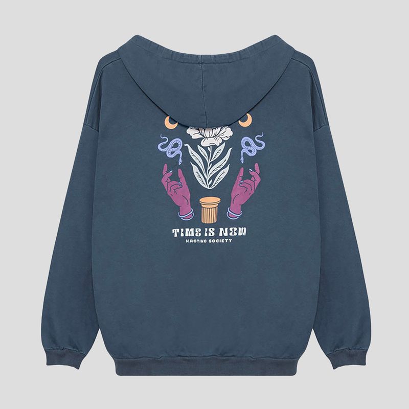 Felpa donna Kaotiko Sud Cap Washed Time is Now marino 2