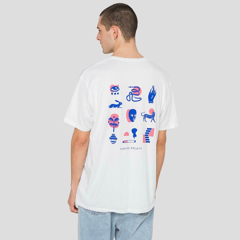 Kaotiko Washed Elements Occult t-shirt bianca da uomo 2