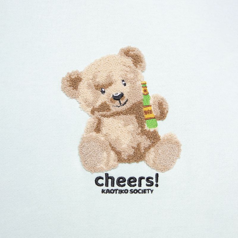 Felpa Kaotiko Bear Cheers donna verde acqua 3