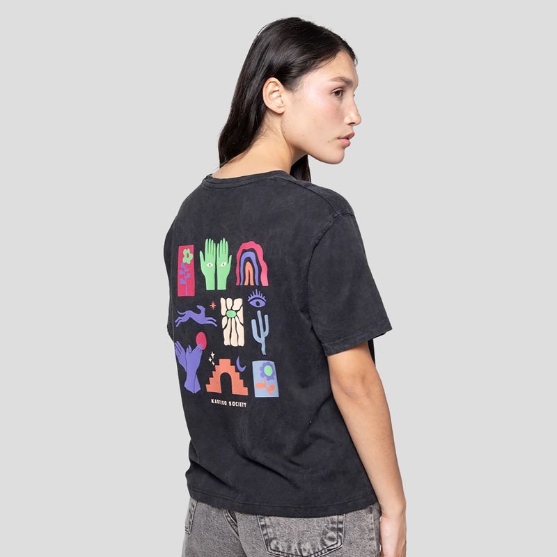 Maglietta donna Kaotiko M / C Washed Sonora nero 3