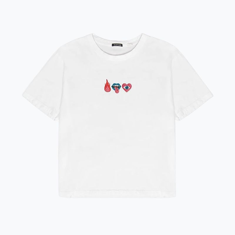 Maglietta Kaotiko Washed Mouth da donna, bianco 3