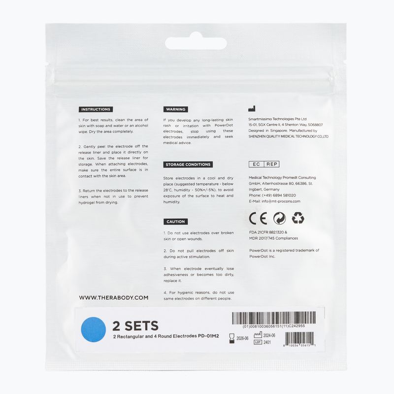Sovrascarpe Therabody PowerDot Elektrody 2.0 Pad 6 szt. blue 2
