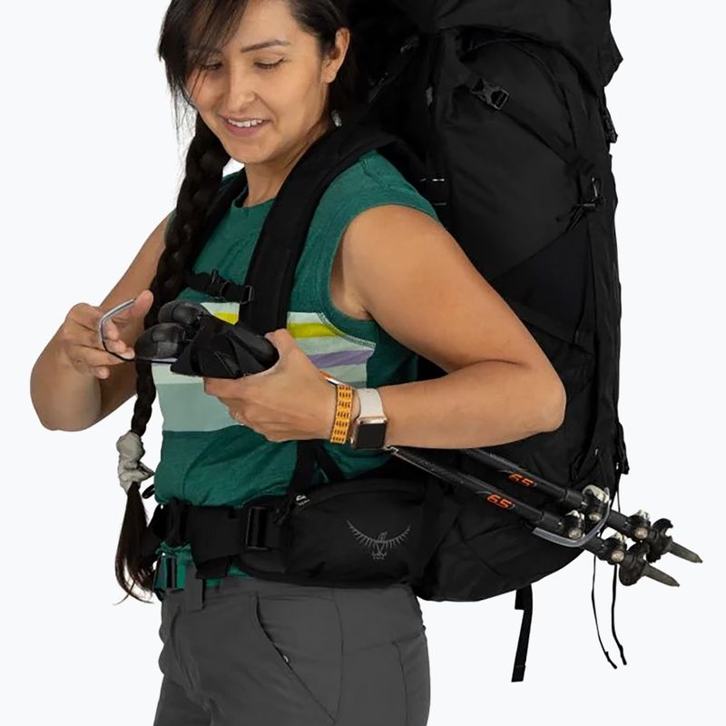 Zaino da trekking da donna Osprey Tempest 44 l nero / grigio carbone 9