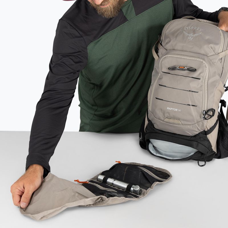 Zaino da bicicletta Osprey Raptor 14 + serbatoio da 2,5 litri grigio pediment 10