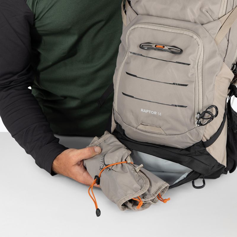 Zaino da bicicletta Osprey Raptor 14 + serbatoio da 2,5 litri grigio pediment 11