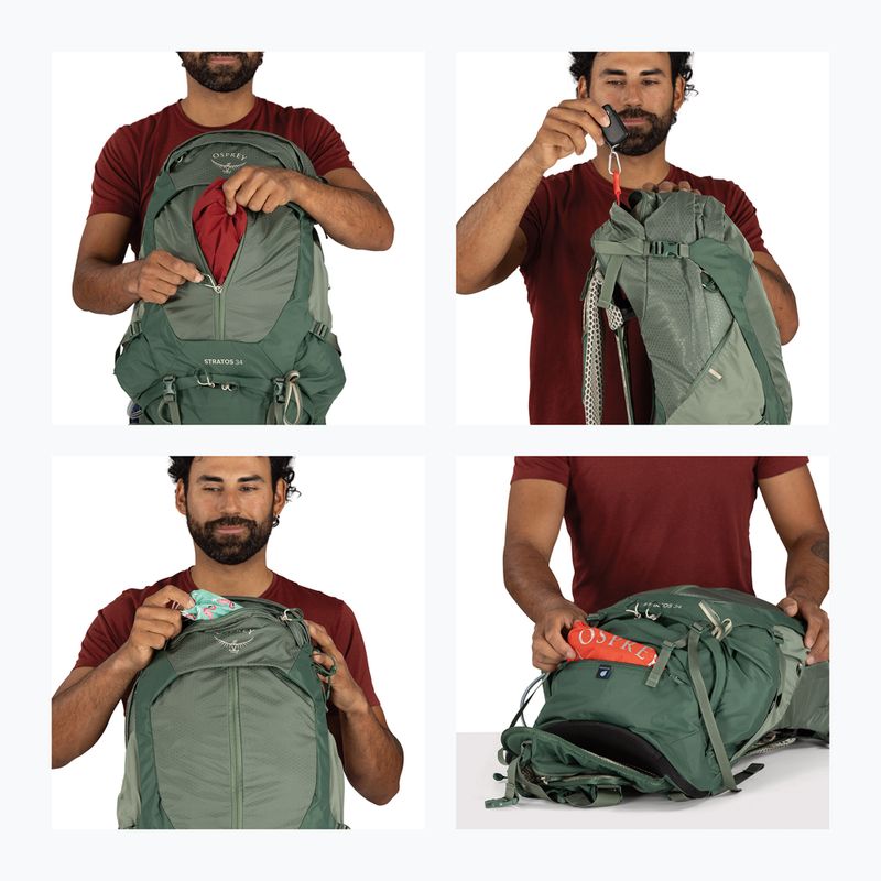 Zaino da trekking da uomo Osprey Stratos 34 l pine leaf 12