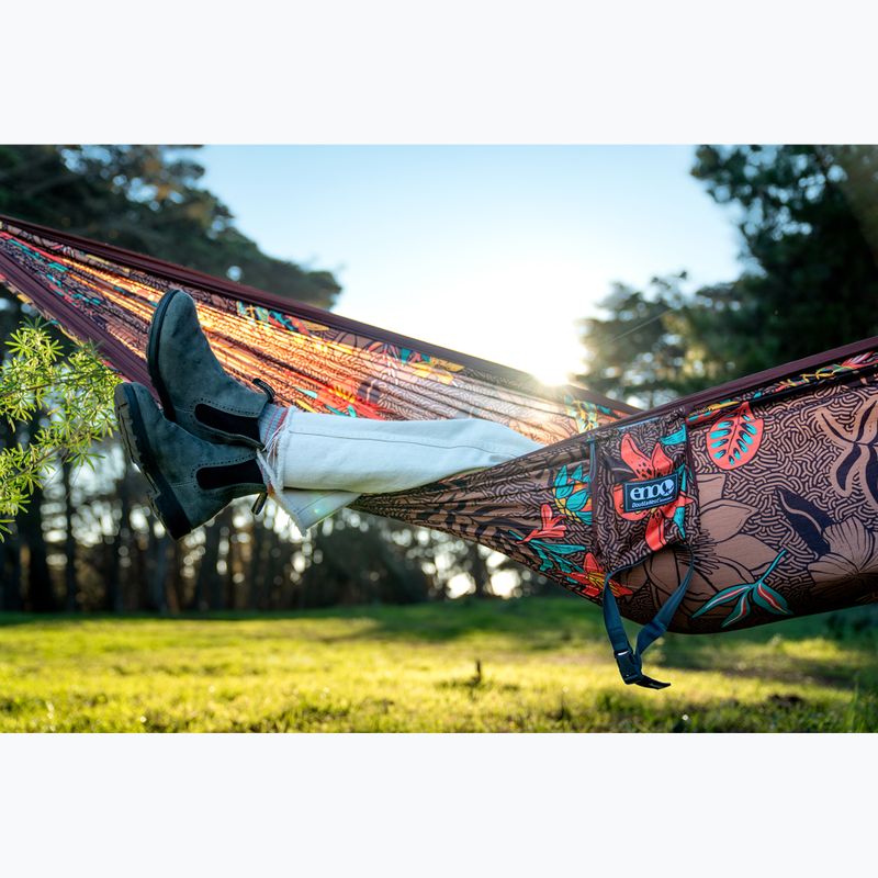 Amaca da trekking ENO DoubleNest Print tropic/merlot 7