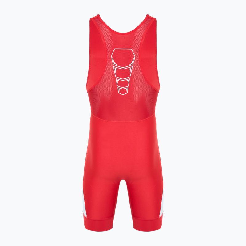 Tuta Nike Grappler Elite Singlet bianca e scarlatta da uomo 2