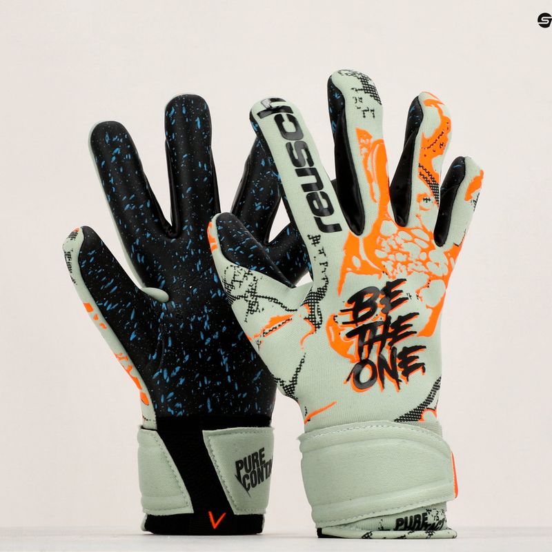 Guanti da portiere per bambini Reusch Pure Contact Fusion verde squalo/arancione shocking 8