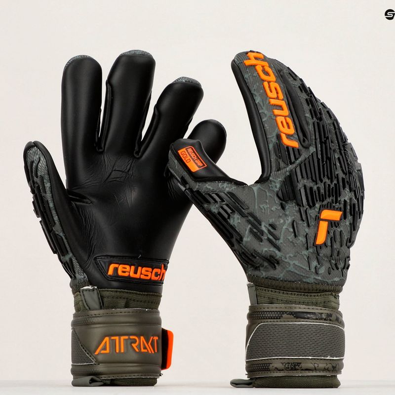 Guanto da portiere Reusch Attrakt Freegel Gold Finger Support verde deserto/arancio shock/nero 14