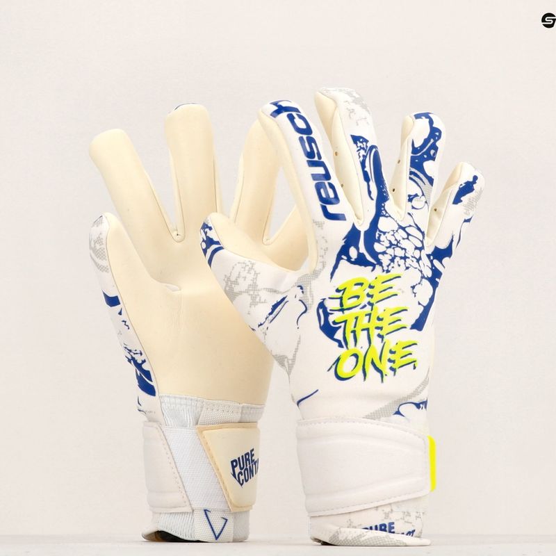 Guanti da portiere Reusch Pure Contact Gold X bianco/blu scuro 10