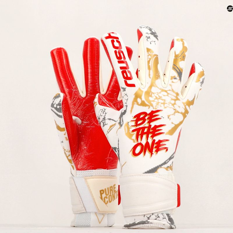 Guanti da portiere Reusch Pure Contact Gold X GluePrint bianco/oro/rosso fuoco 9