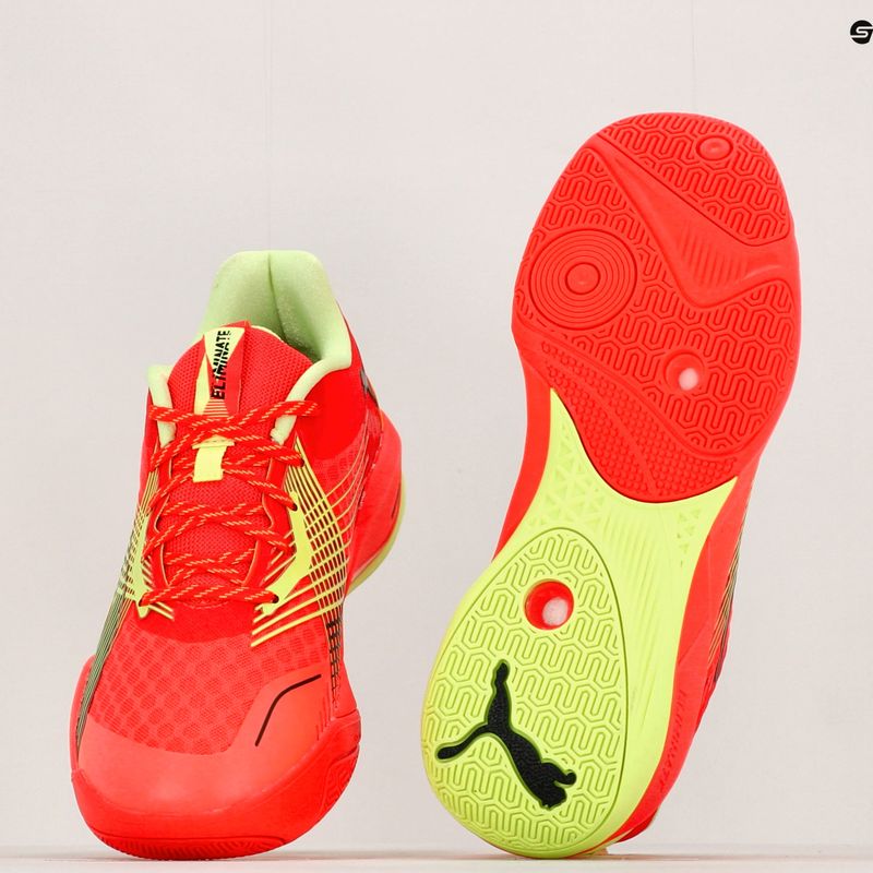 Scarpe da pallamano da uomo PUMA Eliminate Power Nitro II rosso acceso/giallo veloce/puma nero 17