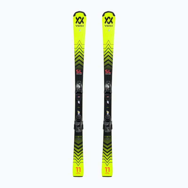 Sci da discesa per bambini Völkl Racetiger JR Pro + Attacchi 7.0 VMotion JR giallo/nero