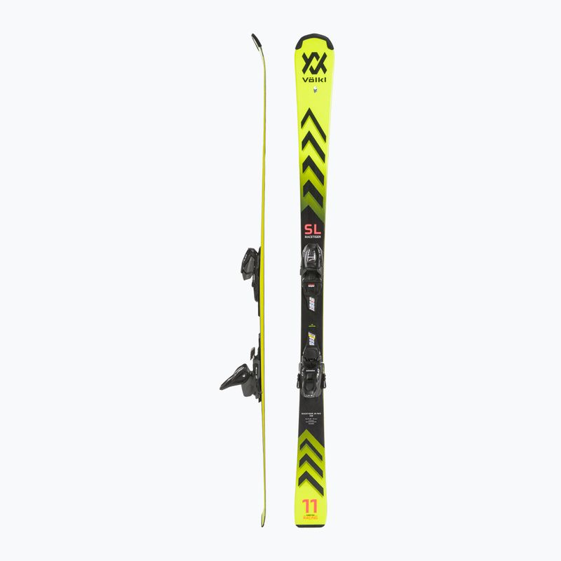 Sci da discesa per bambini Völkl Racetiger Junior Pro + Attacchi 7.0 VMotion Jr flo giallo/nero 2