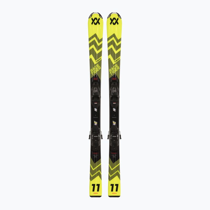 Sci da discesa per bambini Völkl Racetiger Jr Giallo + Attacchi 4.5 VMotion Jr 100-120 cm giallo