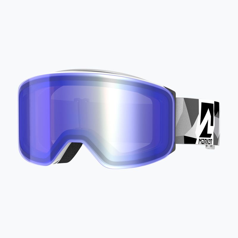 Occhiali da sci Marker Squadron Magnet+ bianco opaco/specchio blu/specchio di chiarezza