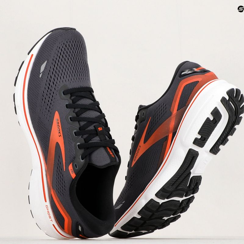 Brooks Ghost 15 scarpe da corsa da uomo ebano/nero/arancio piccante 17
