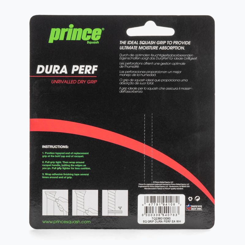 Grip per racchetta da squash Prince Dura Perf bianco 2