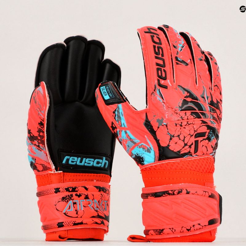 Guanti da portiere per bambini Reusch Attrakt Silver Roll Finger rosso brillante/blu futuro/nero 9