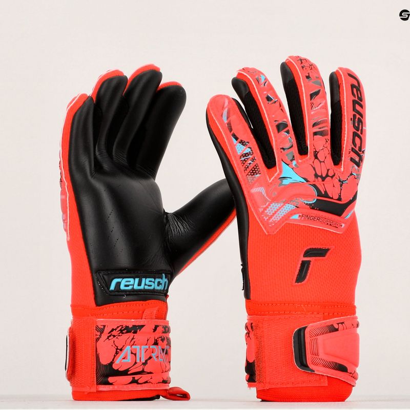 Guanti da portiere per bambini Reusch Attrakt Grip Evolution Finger Support rosso brillante/blu futuro 9